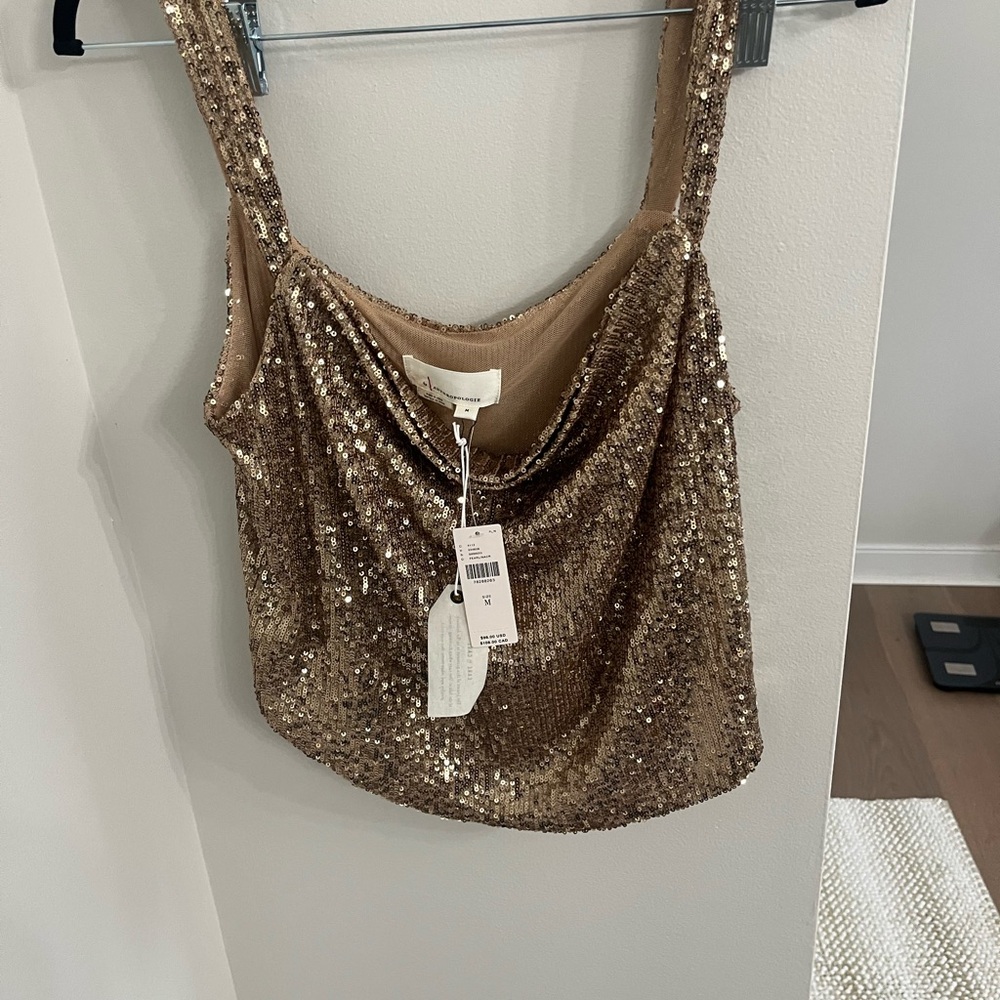 Anthropologie Gold Sequin Camisole